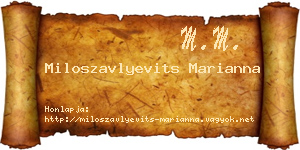 Miloszavlyevits Marianna névjegykártya